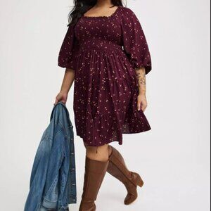 Smocked Bodice Mini Dress